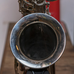 closeup of black saxophone
