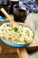 Sauerkraut stew with fresh spaetzle pasta