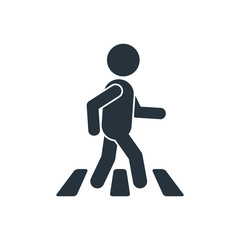 Pedestrian on crosswalk, vector simple sign. Pedestrian crossing icon.