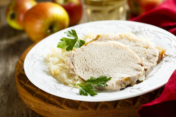 Pork, cooked with white wine and sauerkraut