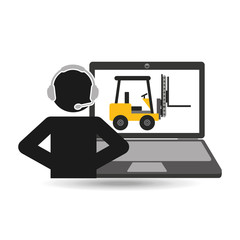 delivery call centre operator online forklift truck vector illustration eps 10
