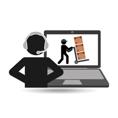 delivery call centre operator online man puching boxes vector illustration eps 10 © Gstudio