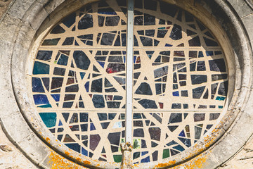 Facade of the church of Commequiers, France