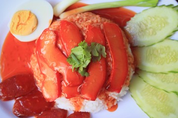 red pork and rice