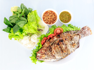 Grilled salted tilapia fish