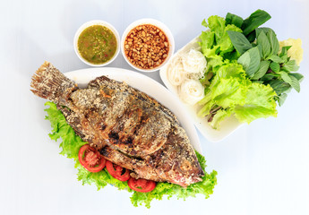 Grilled salted tilapia fish