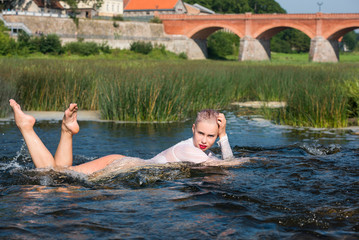 Fototapeta premium Beautiful young seminude woman