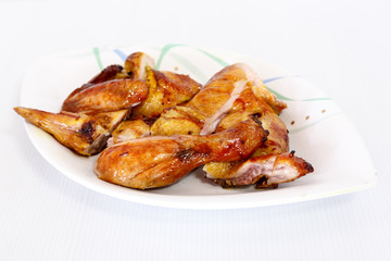 Grilled chicken on dish