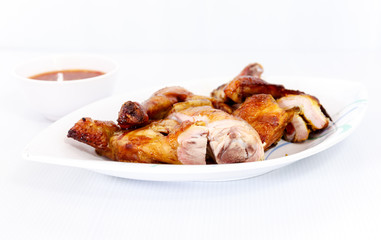 Grilled chicken on dish
