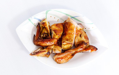 Grilled chicken on dish