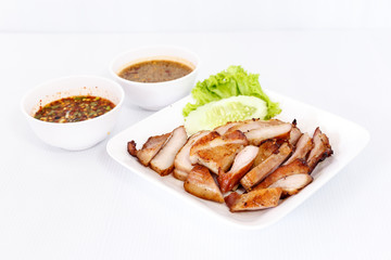 Sliced grilled pork