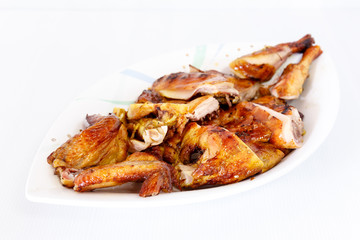 Grilled chicken on dish