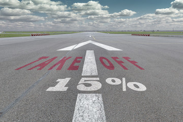 Airport runway arrow 15 percent