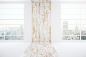 Interior with light wooden wall