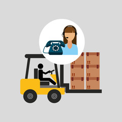 call centre woman working carrying boxes vector illustration eps 10