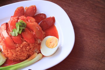 red pork and rice