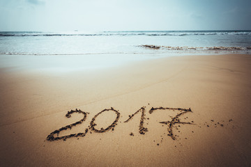 Happy New Year 2017, lettering on the beach