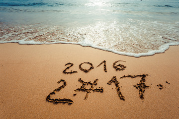 Happy New Year 2017, lettering on the beach