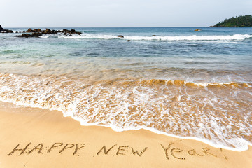 Happy New Year 2017 on the beach - 128638342