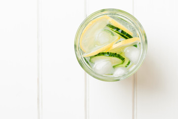 Water detox with cucumber and lemon.