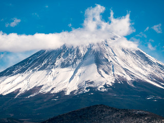 Closeup of the Mt. Fuji in winter (冬の富士山クローズアップ)