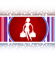 Shopping woman with bags, web icon