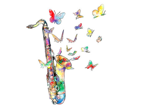 Playng a magic music on saxophone