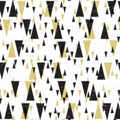 Geometric seamless pattern. Gold and black triangles. Abstract r