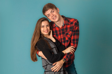 stylish couple in love in studio