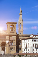 Italy. Florence. The ancient building of national library on Arno River Embankment