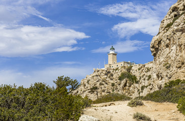 distant view on lighthouse in Melagavi