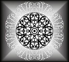 Mandala motif of the flower pattern. black and white. Tribal pattern mandala. Ethnic, fabric, motifs. Vector, abstract flower mandala. Decorative elements for design. EPS 10