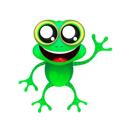 Fun frog on white background