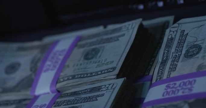 Dollar Bills. Cash Money. Macro, Close Up, Slow Motion