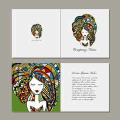 Greeting cards design, zenart female portrait