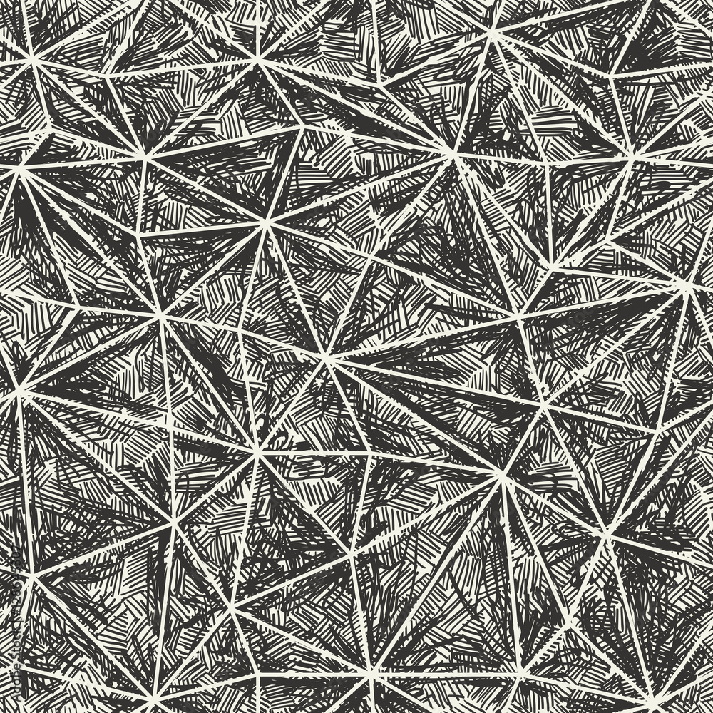 Poster Abstract artistic hand drawn pattern. Wire-frame triangle struct