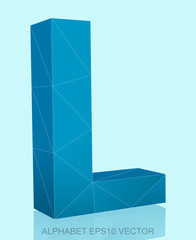 Abstract Blue 3D polygonal L with reflection. EPS 10 vector.