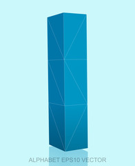 Abstract Blue 3D polygonal L with reflection. EPS 10 vector.