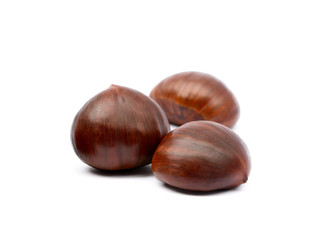 Chestnuts isolated on white background