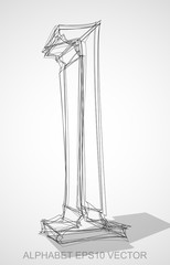 Vector illustration of a Ink sketched L. Hand drawn 3D L.