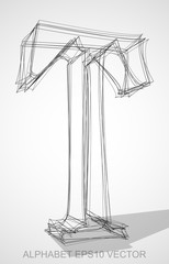 Vector illustration of a Ink sketched T. Hand drawn 3D T.