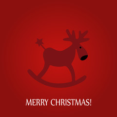 Vector illustration of a deer on a red background with text Merry Christmas!