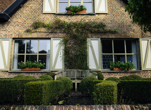 House facade and garden, Bruges, Belgium