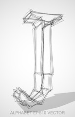 Vector illustration of a Ink sketched J. Hand drawn 3D J.