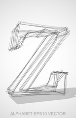 Vector illustration of a Ink sketched Z. Hand drawn 3D Z.