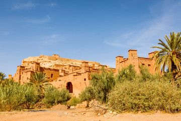 View of oasis under the Ait Ben Haddou fortress