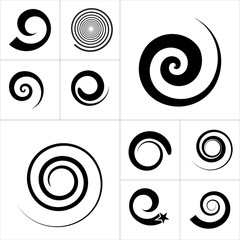 Collection of abstract spiral vector elements.