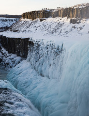 Amazing Gullfoss waterfall in winter