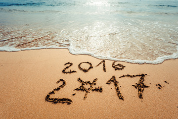 Happy New Year 2017 on the beach