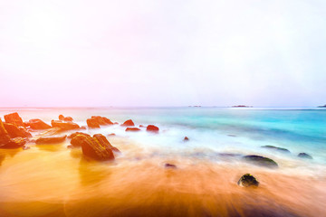 Obraz na płótnie Canvas landscape tropical rocky beach background
